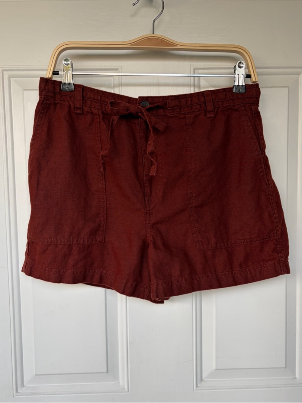 •Madewell• Linen Pull-on Drawstring Shorts in Henna - Size Medium